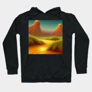 Digital Painting Of a Lush Wet Natural Scene On yellow Mountains Hoodie